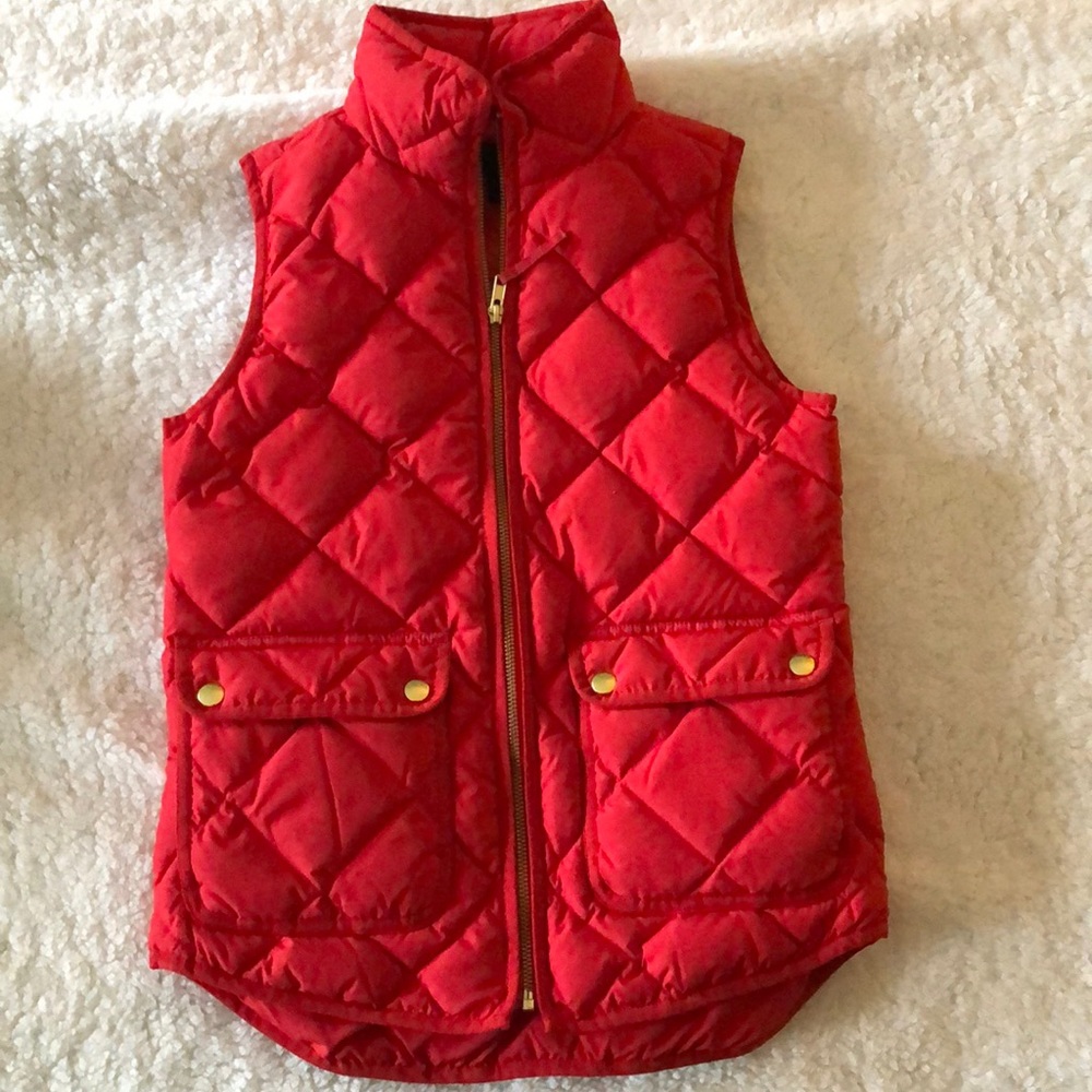 J Crew Red Quilted Vest